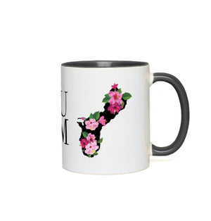 Guam Island Hibiscus Fuchsia Accent Coffee Mug