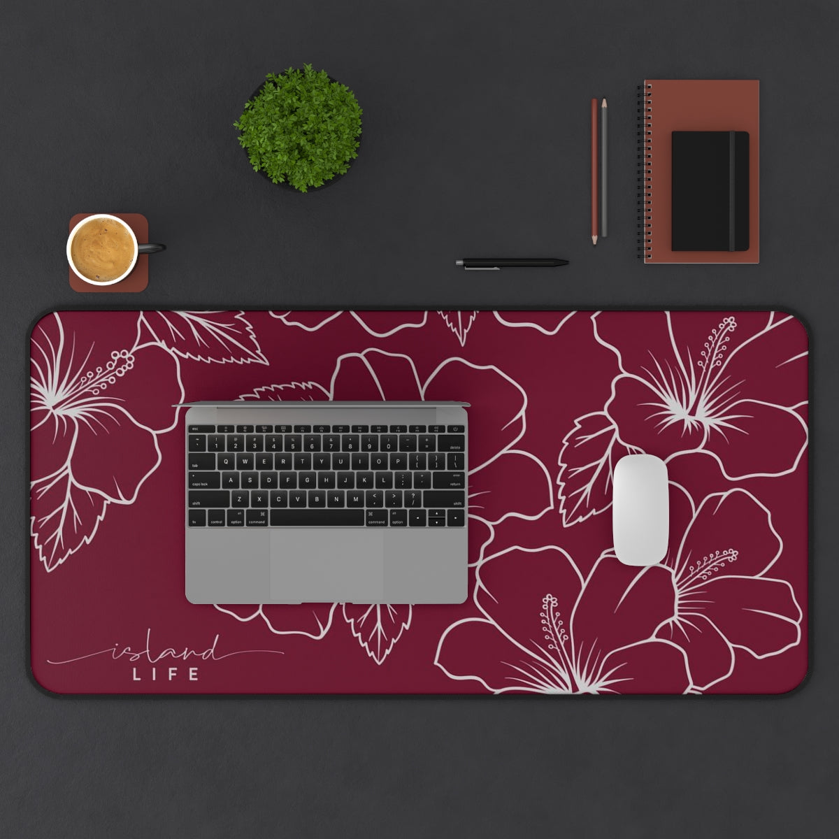 Guam CNMI Modern Hibiscus Red Gaming Pad Desk Mat