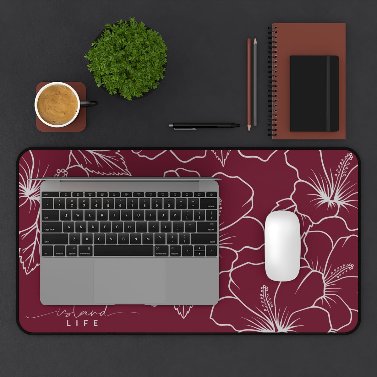 Guam CNMI Modern Hibiscus Red Gaming Pad Desk Mat