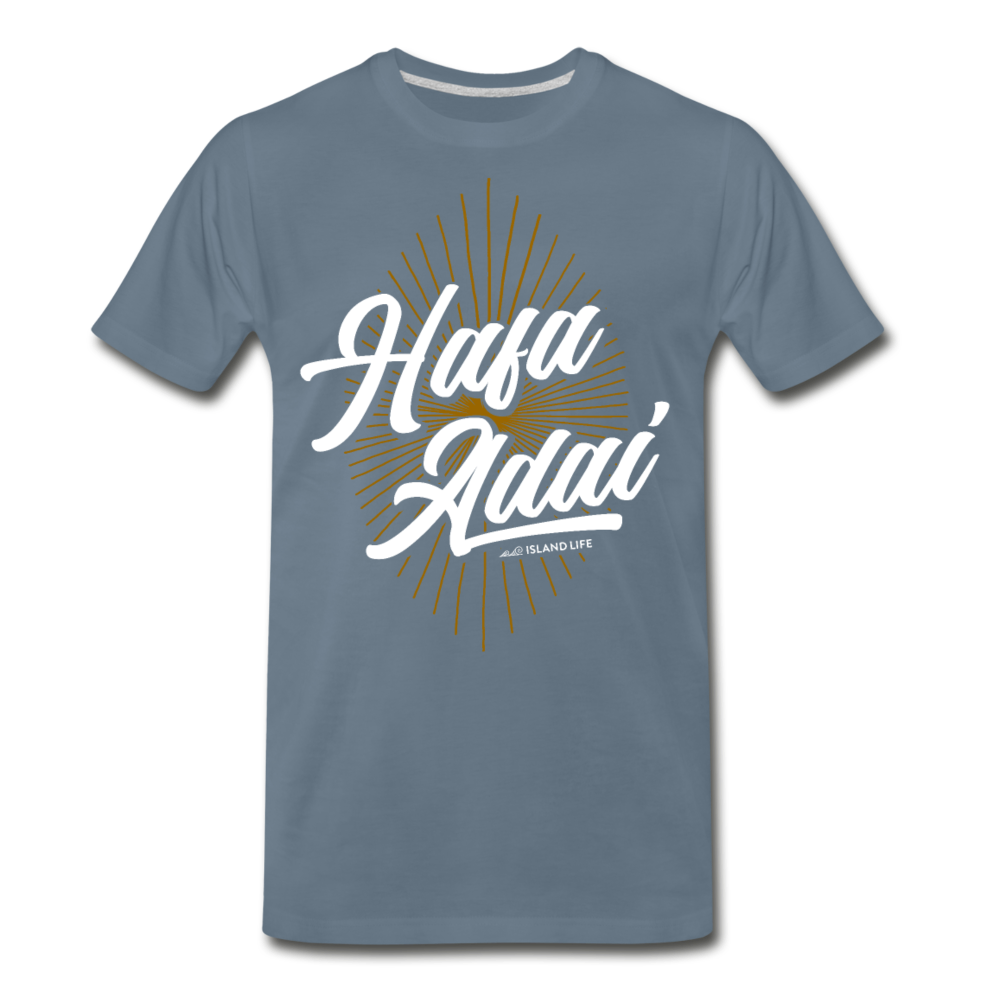 Hafa Adai Burst Chamorro Men's Premium T-Shirt - steel blue