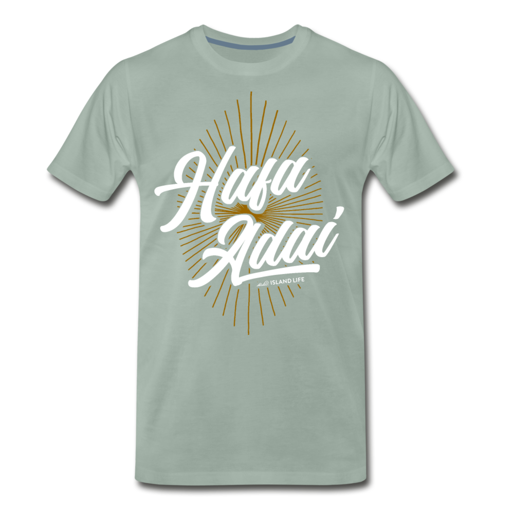 Hafa Adai Burst Chamorro Men's Premium T-Shirt - steel green