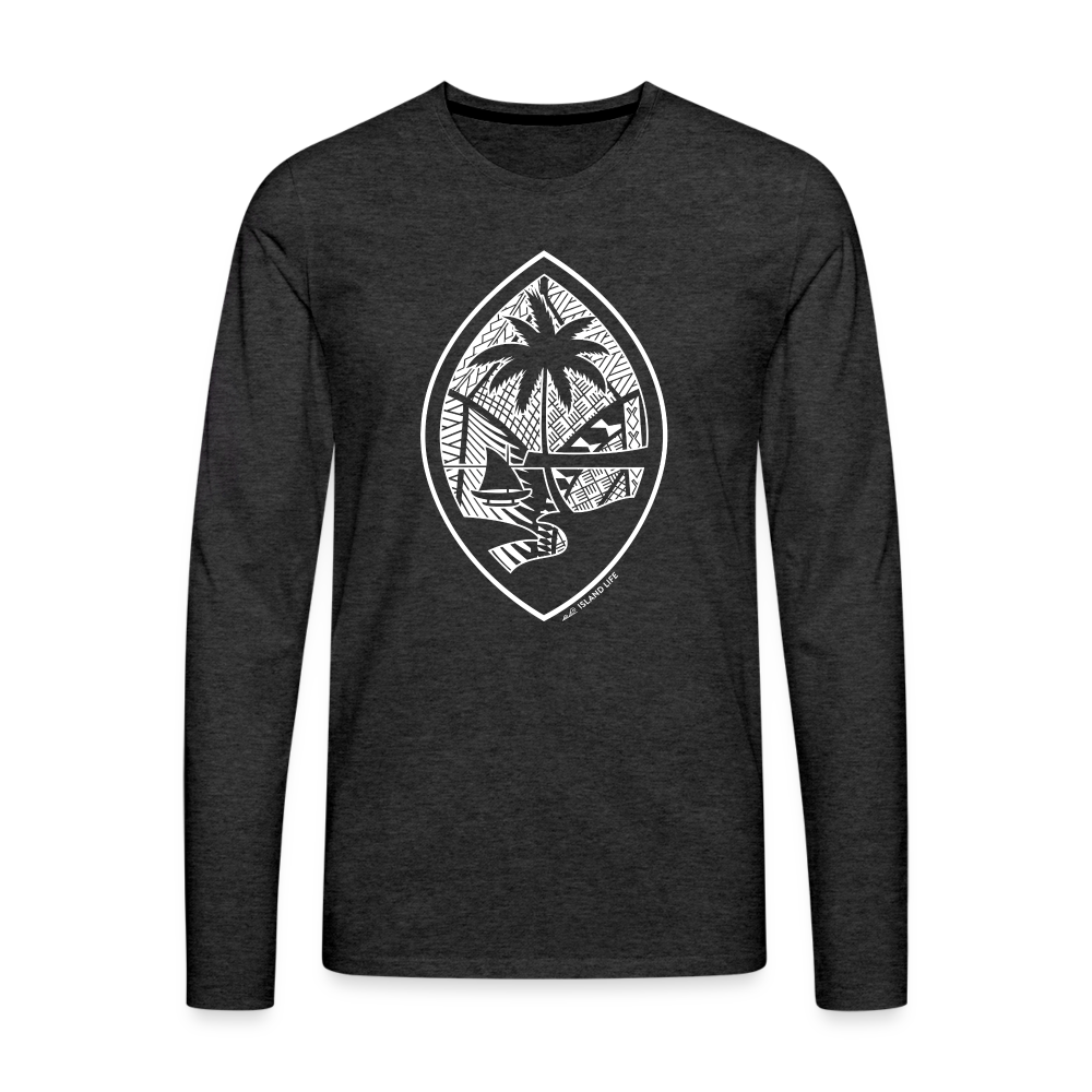 Tribal Guam Seal Men's Premium Long Sleeve T-Shirt - charcoal grey