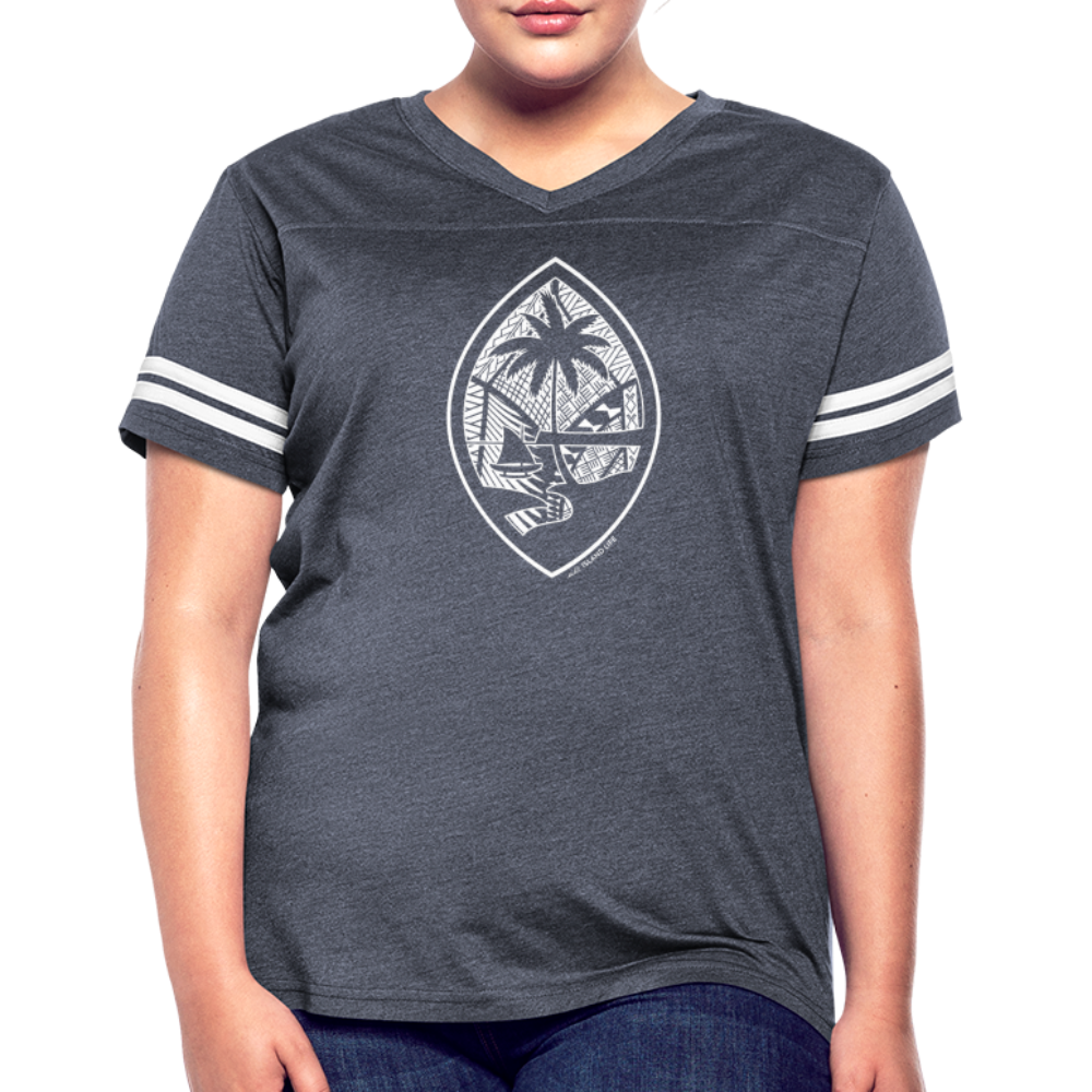 Tribal Guam Seal Women’s Vintage Sport T-Shirt - vintage navy/white