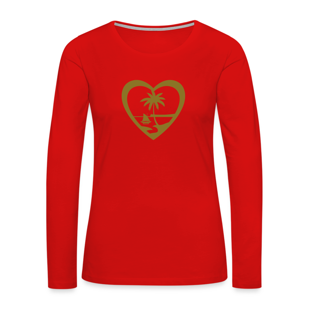 Heart Guam Women's Premium Long Sleeve T-Shirt - red