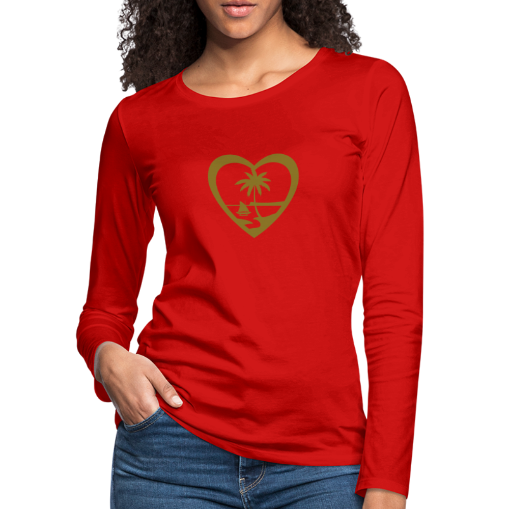 Heart Guam Women's Premium Long Sleeve T-Shirt - red