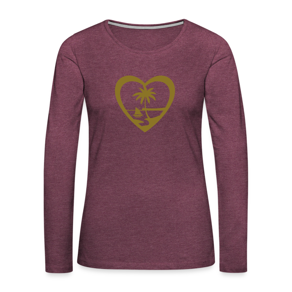 Heart Guam Women's Premium Long Sleeve T-Shirt - heather burgundy