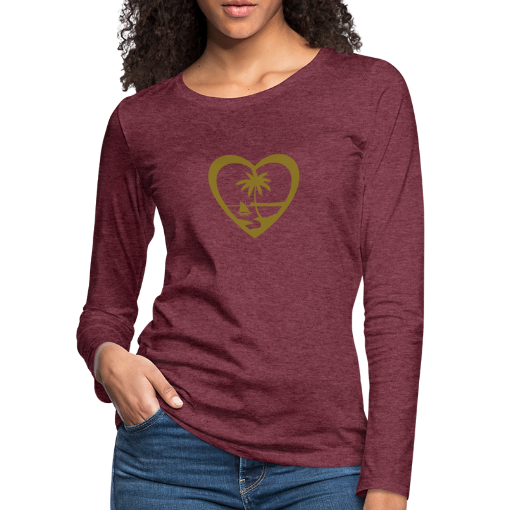 Heart Guam Women's Premium Long Sleeve T-Shirt - heather burgundy