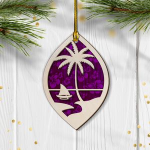 Guam Seal Purple Hibiscus Layered Wood Ornament
