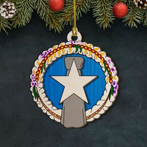 CNMI Seal Saipan Tinian Rota Layered Wood Ornament