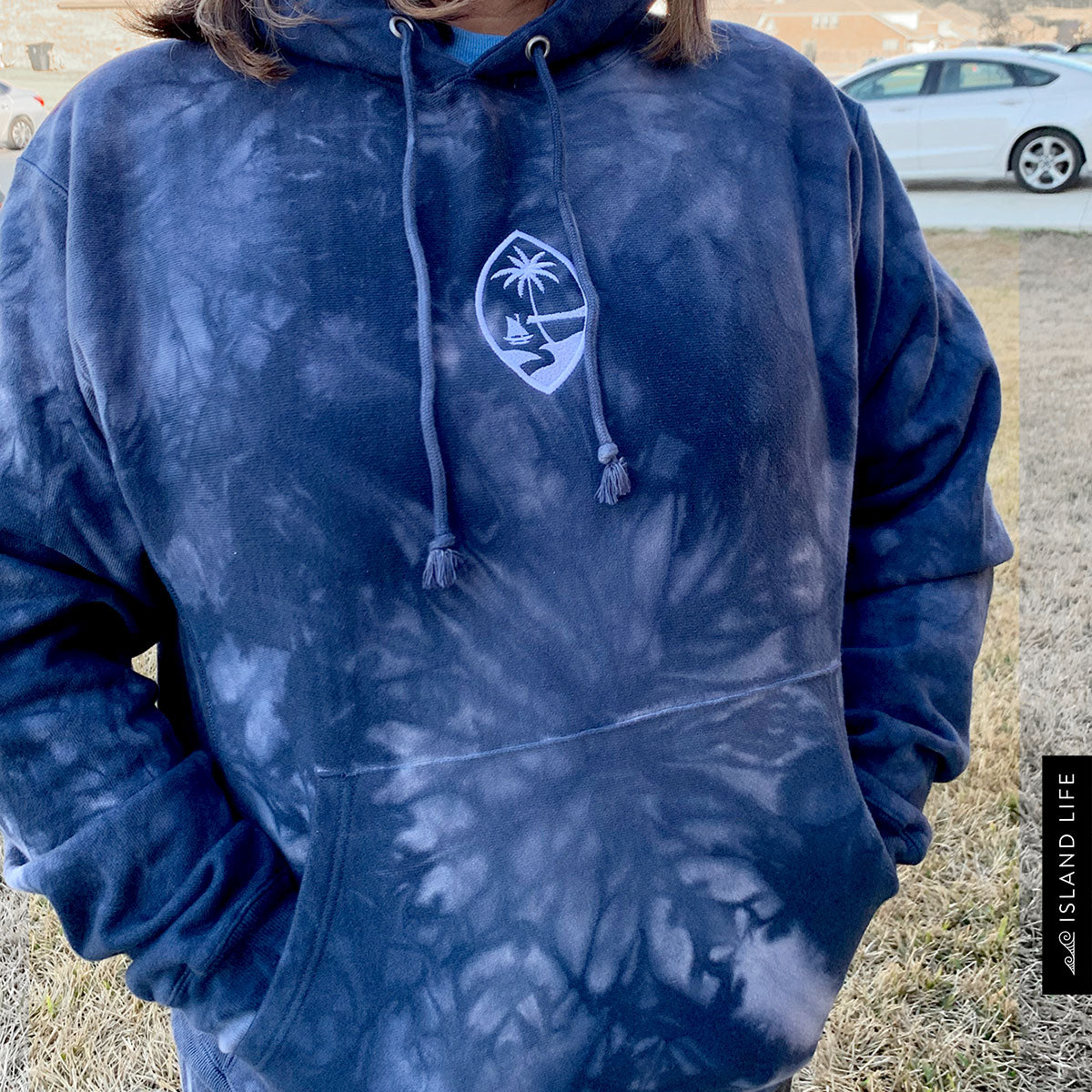 Guam Seal Embroidered Unisex Champion Tie Dye Hoodie